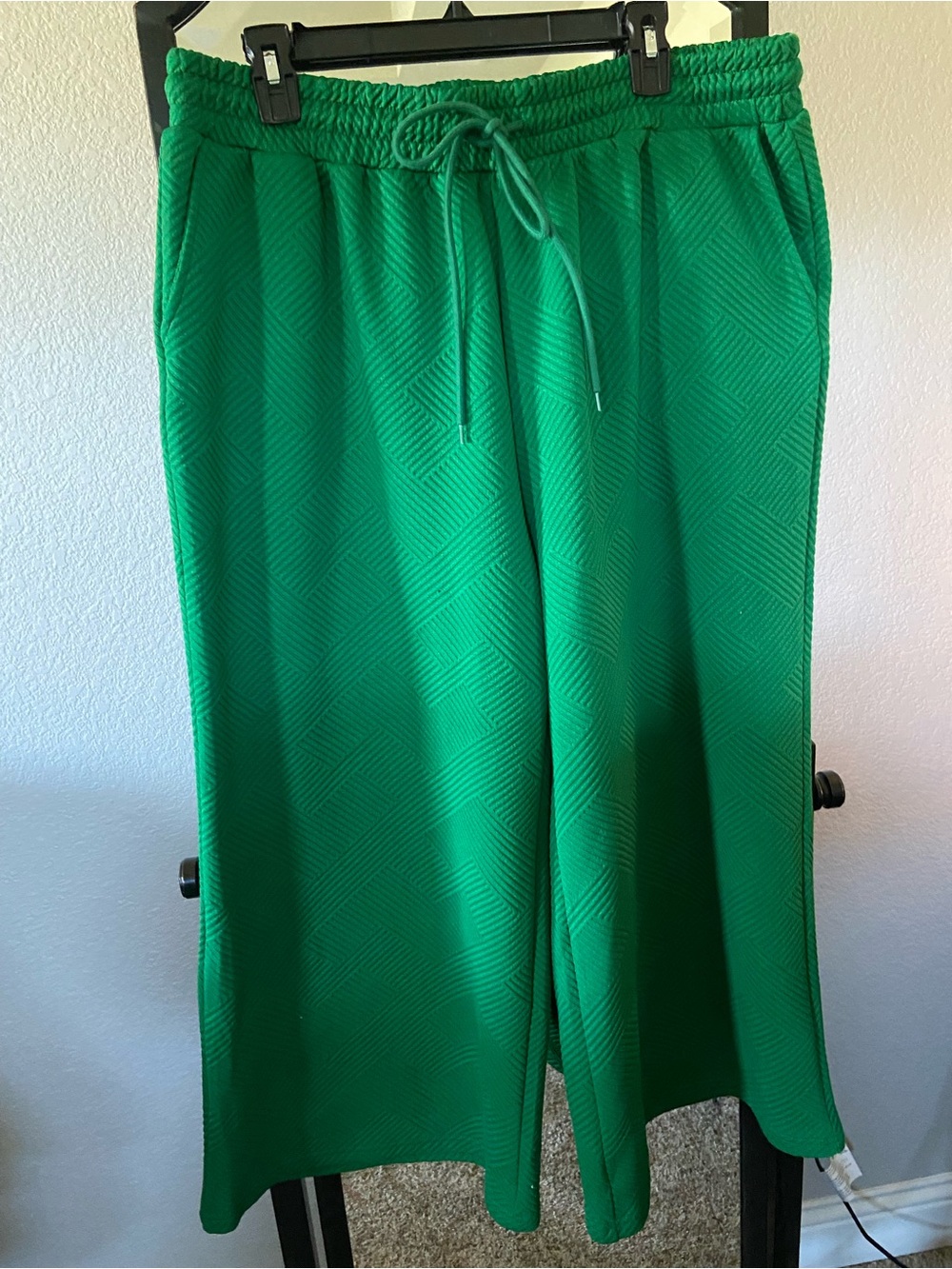 Wide Leg Drawstring Pants in Green